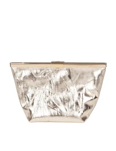 Jimmy Choo Ganache Clutch Bag In Vintage Leather With A Metallic Effect In Animal Print