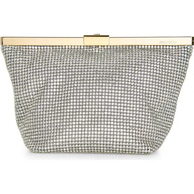 Jimmy Choo Ganache Crystal Mesh Clutch In Silver/light Gold