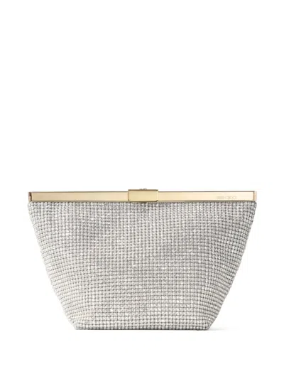 Jimmy Choo Ganache Crystal-embellished Clutch Bag In Silver