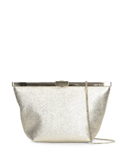 Jimmy Choo Ganache Glitter-effect Frame Clutch Bag In Silver