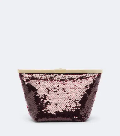 Jimmy Choo Ganache Small Sequined Clutch In Burgundy