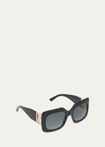 Jimmy Choo Gayas Square Acetate Sunglasses In Black