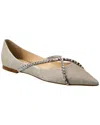 Jimmy Choo Crystal Embellished Glitter Pointy-toe Ballet Flats In Silver