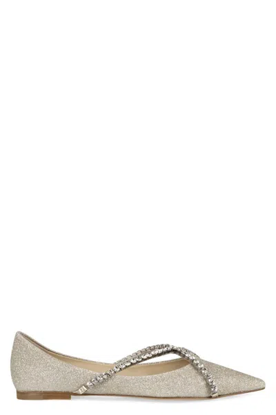 Jimmy Choo Genevi Pointy-toe Ballet Flats In Silver