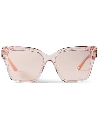 Jimmy Choo Giava Square-frame Sunglasses In Ez Pink Mirror Rose Gold