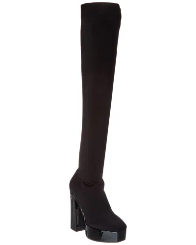 JIMMY CHOO GIOME 140 KNIT & PATENT PLATFORM OVER-THE-KNEE BOOT