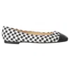 Jimmy Choo Gisela Square Toe Star Houndstooth Print Flats In Black Leather In Black