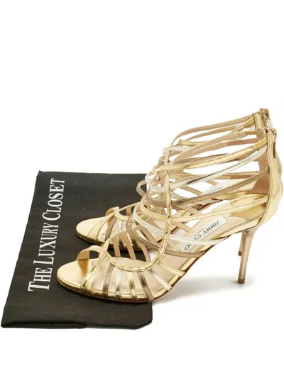 Pre-owned Jimmy Choo Glenys Gladiator Straps Sandals In Gold