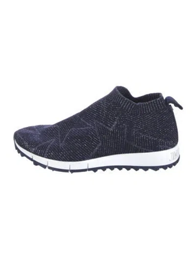 Pre-owned Jimmy Choo Glitter Accents Athletic Sneakers In Blue