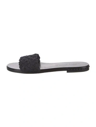 Pre-owned Jimmy Choo Glitter Accents Slides In Black