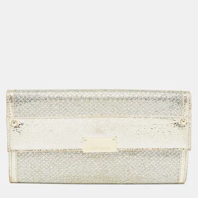 Jimmy Choo Glitter And Leather Reese Continental Clutch In Gold
