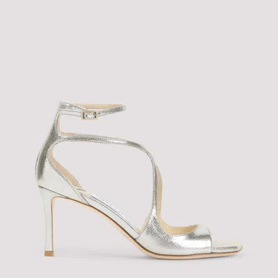 Jimmy Choo Glitter Azia 75 Leather Sandals In Gold