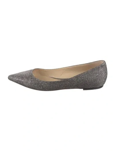 Pre-owned Jimmy Choo Glitter Ballet Flats In Gray
