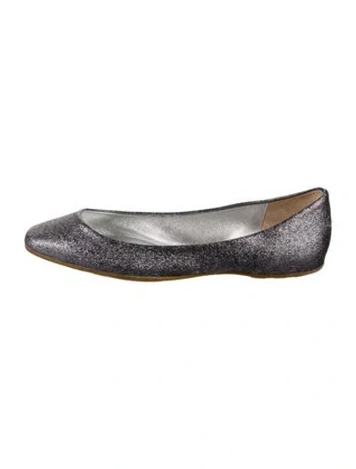 Pre-owned Jimmy Choo Glitter Ballet Flats In Silver