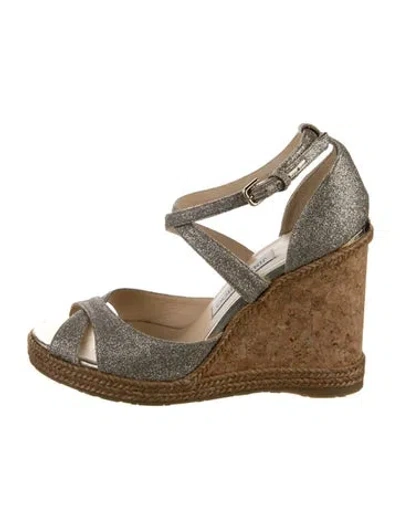 Pre-owned Jimmy Choo Glitter Braided Accents Espadrilles