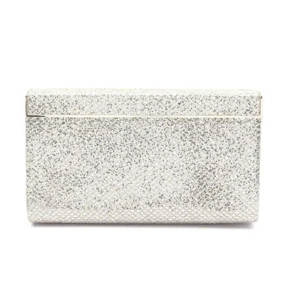 Jimmy Choo Glitter Clutch Bag In Silver