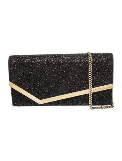 Pre-owned Jimmy Choo Glitter Clutch In Black