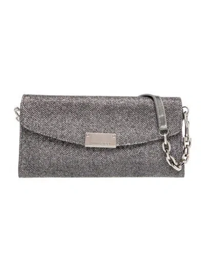 Pre-owned Jimmy Choo Glitter Clutch In Silver