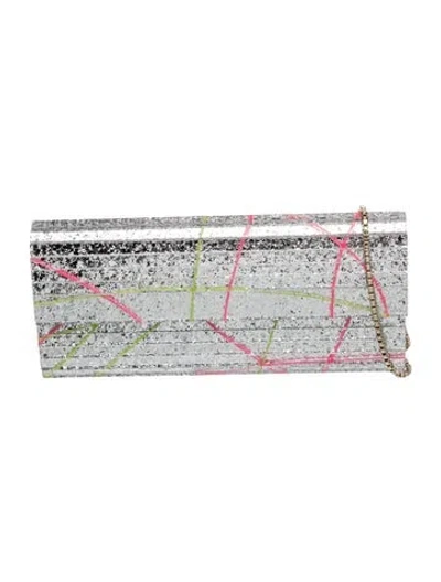 Pre-owned Jimmy Choo Glitter Clutch In Silver