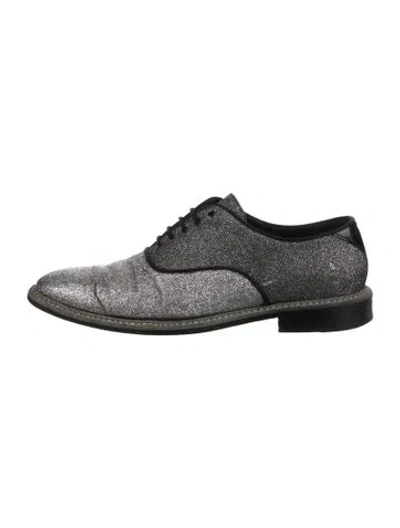 Pre-owned Jimmy Choo Glitter Colorblock Pattern Oxfords In Silver