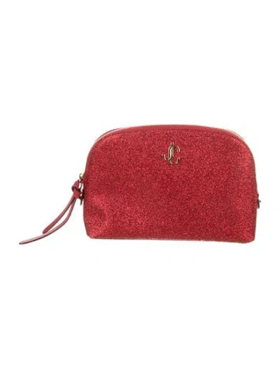 Pre-owned Jimmy Choo Glitter Cosmetic Bag In Red