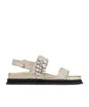 Jimmy Choo Verity Glittered Flat Sandals With Crystal Embellishment In Nude