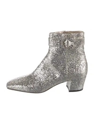Pre-owned Jimmy Choo Glitter Crystal Embellishments Boots In Metallic/silver