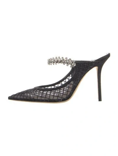 Pre-owned Jimmy Choo Glitter Crystal Embellishments Mules In Black