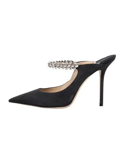 Pre-owned Jimmy Choo Glitter Crystal Embellishments Mules In Black
