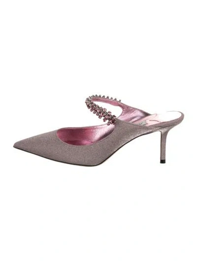 Pre-owned Jimmy Choo Glitter Crystal Embellishments Mules In Pink