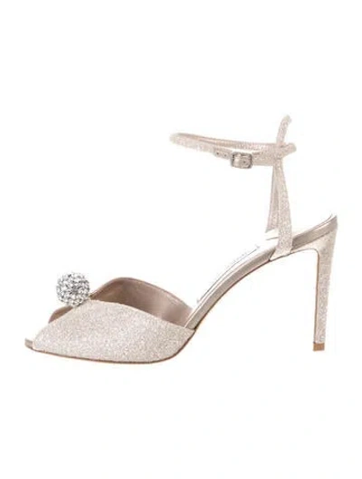 Pre-owned Jimmy Choo Glitter Crystal Embellishments Sandals