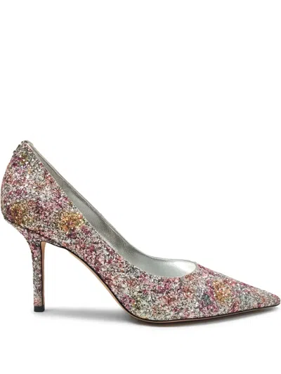 Jimmy Choo Glitter-detail Pointed-toe Pumps In Pink