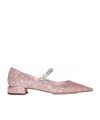 Jimmy Choo Sequin-covered Leather Ballerina Pumps With Swarovski Strap In Pink