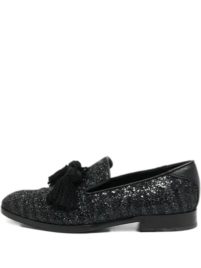 Pre-owned Jimmy Choo Glitter-detailing Loafers In Black