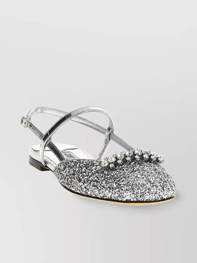 Jimmy Choo Glitter Embellished Pointed Toe Slingback