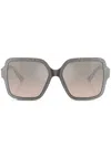 Jimmy Choo Glitter-embellished Square-frame Sunglasses In Brown