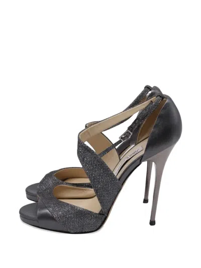 Pre-owned Jimmy Choo Glitter-embellishment Sandals In Gray