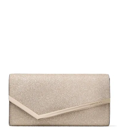 Jimmy Choo Glitter Emmie Clutch Bag In Gold