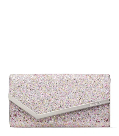 Jimmy Choo Glitter Emmie Clutch Bag In Pink