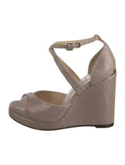 Pre-owned Jimmy Choo Glitter Espadrilles In Neutral
