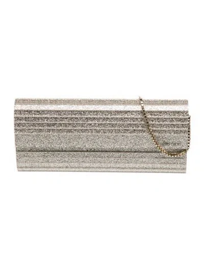 Pre-owned Jimmy Choo Glitter Evening Bag Small In Metallic/silver