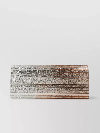 JIMMY CHOO GLITTER FINISH CLUTCH BAG CHAIN STRAP