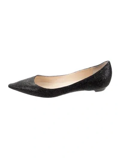 Pre-owned Jimmy Choo Glitter Glitter Accents Ballet Flats In Black