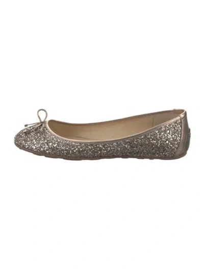 Pre-owned Jimmy Choo Glitter Glitter Accents Ballet Flats In Gold