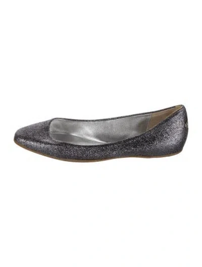 Pre-owned Jimmy Choo Glitter Glitter Accents Ballet Flats In Metallic/silver