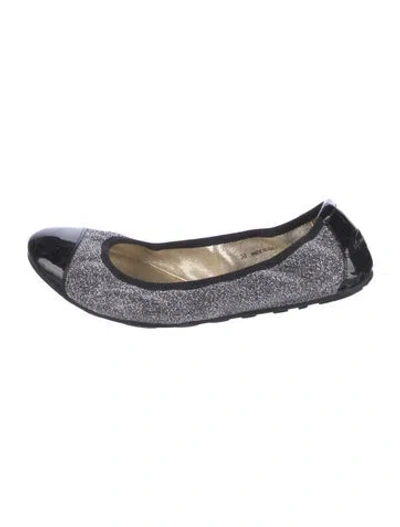 Pre-owned Jimmy Choo Glitter Glitter Accents Ballet Flats In Silver