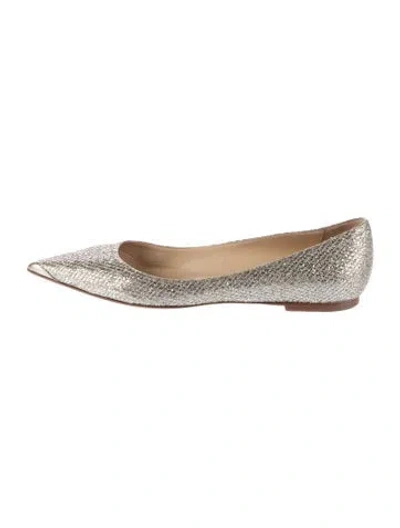 Pre-owned Jimmy Choo Glitter Glitter Accents Ballet Flats In Silver