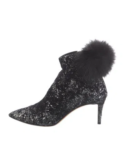 Pre-owned Jimmy Choo Glitter Glitter Accents Boots In Black