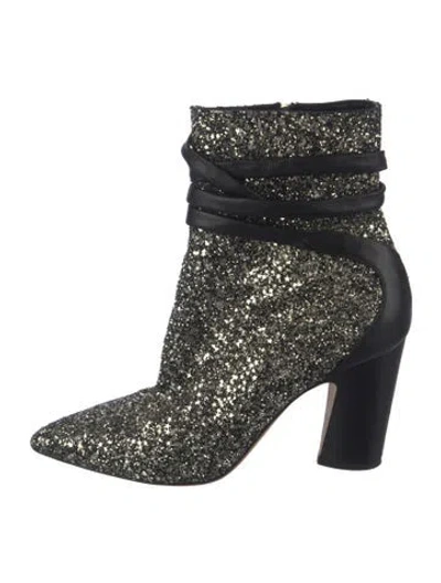 Pre-owned Jimmy Choo Glitter Glitter Accents Boots In Black/gold/metallic