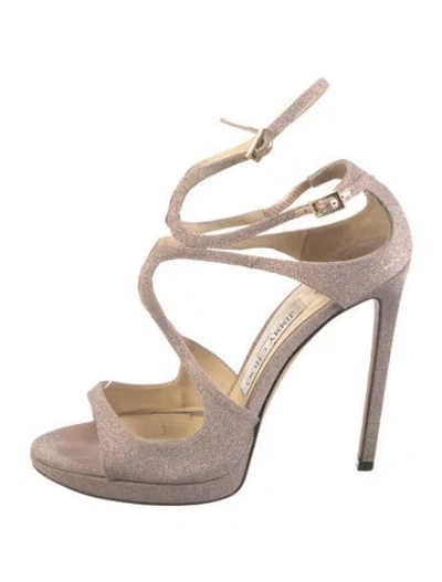 Pre-owned Jimmy Choo Glitter Glitter Accents Gladiator Sandals In Pink